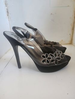 Clear and Black Rhinestone High Heels Size 8