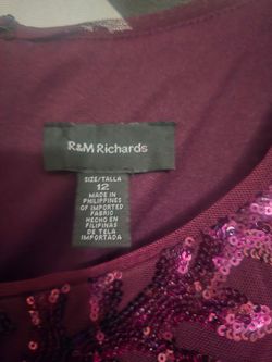 R&M Richards burgundy sequin gown
