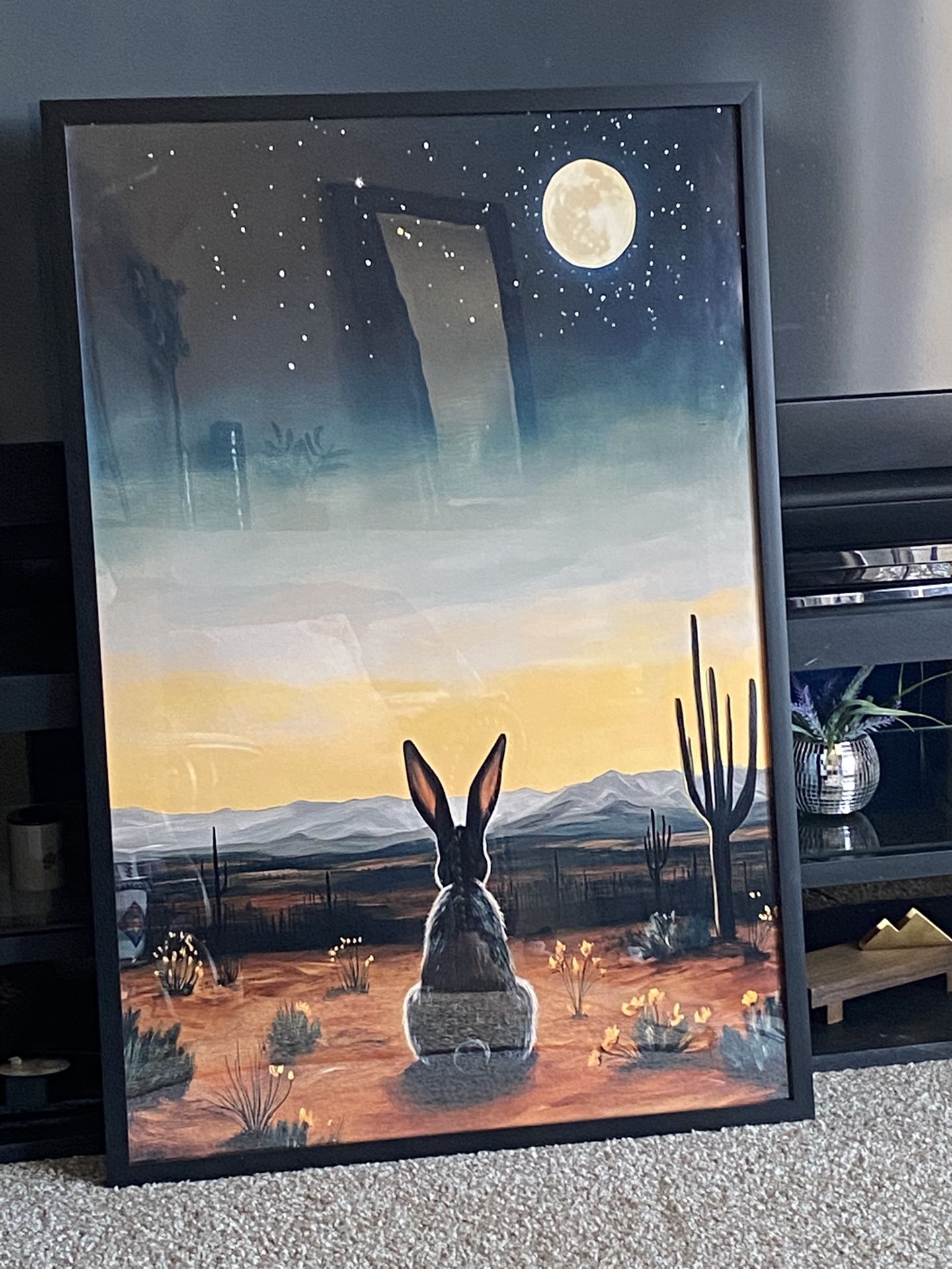 Rustic jack Rabbit Print In Poster Frame