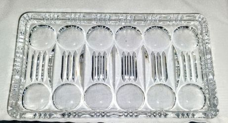 Vintage West Germany Lead Crystal Tray- Deviled Egg Dish / Catchall Dish