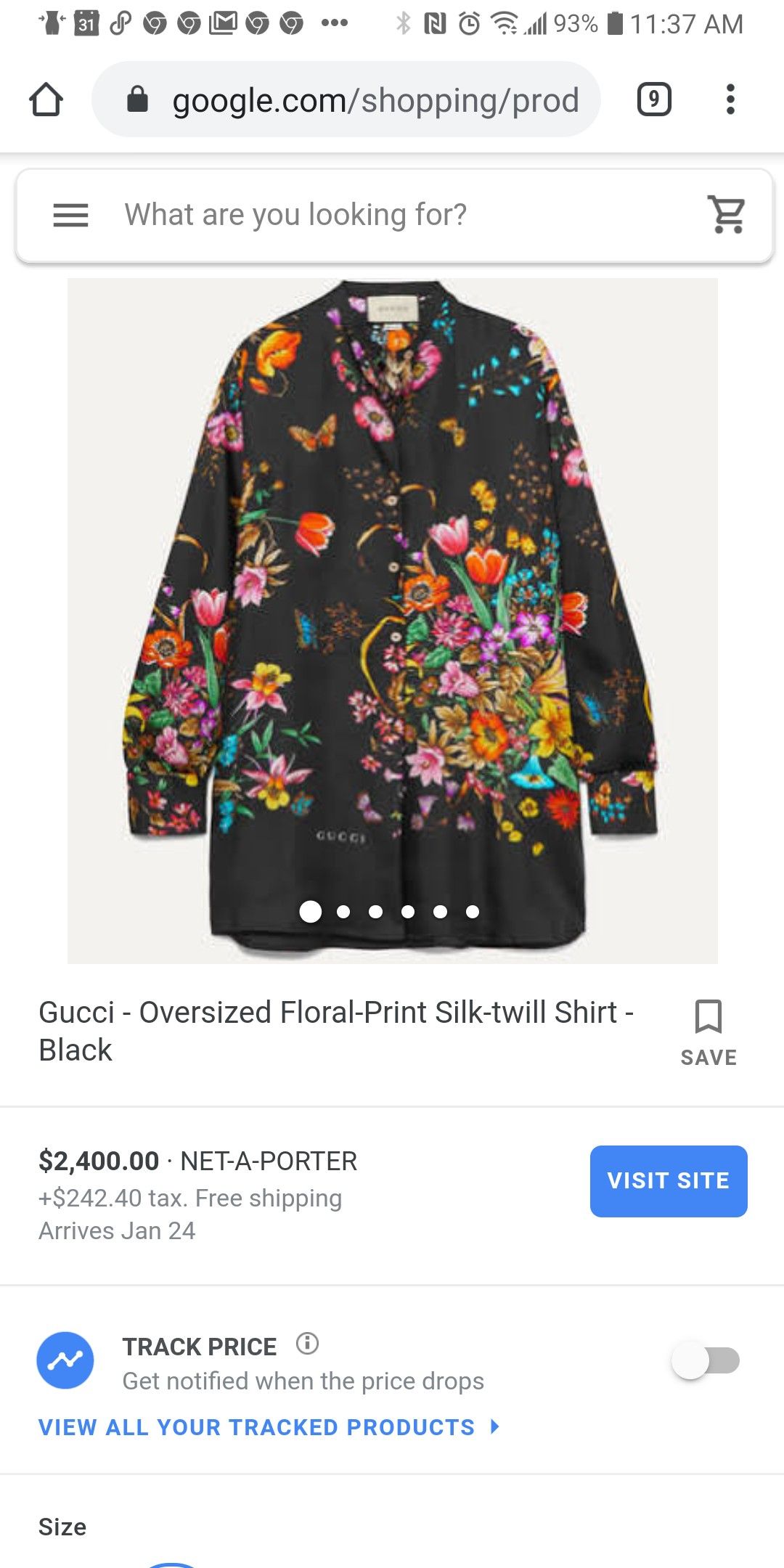 Gucci Oversized Black Floral Tunic