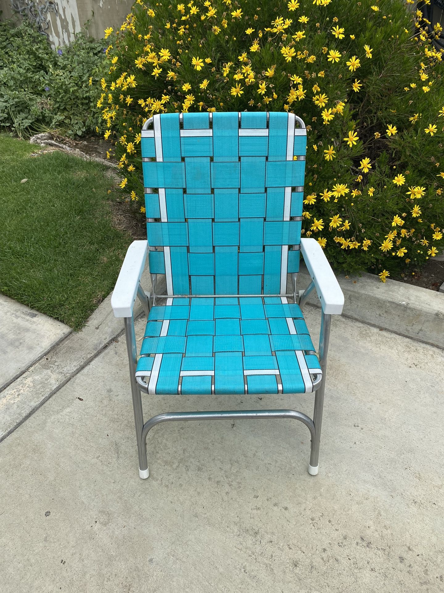 Vintage Aluminum Webbed Folding Chair Sunbeam