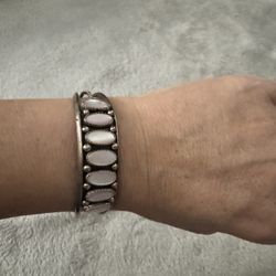 Vintage Silver and Mother of Pearl Bracelet