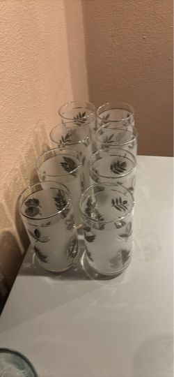 Vintage Libbey Silver Leaf Frosted Glasses - Set of 8