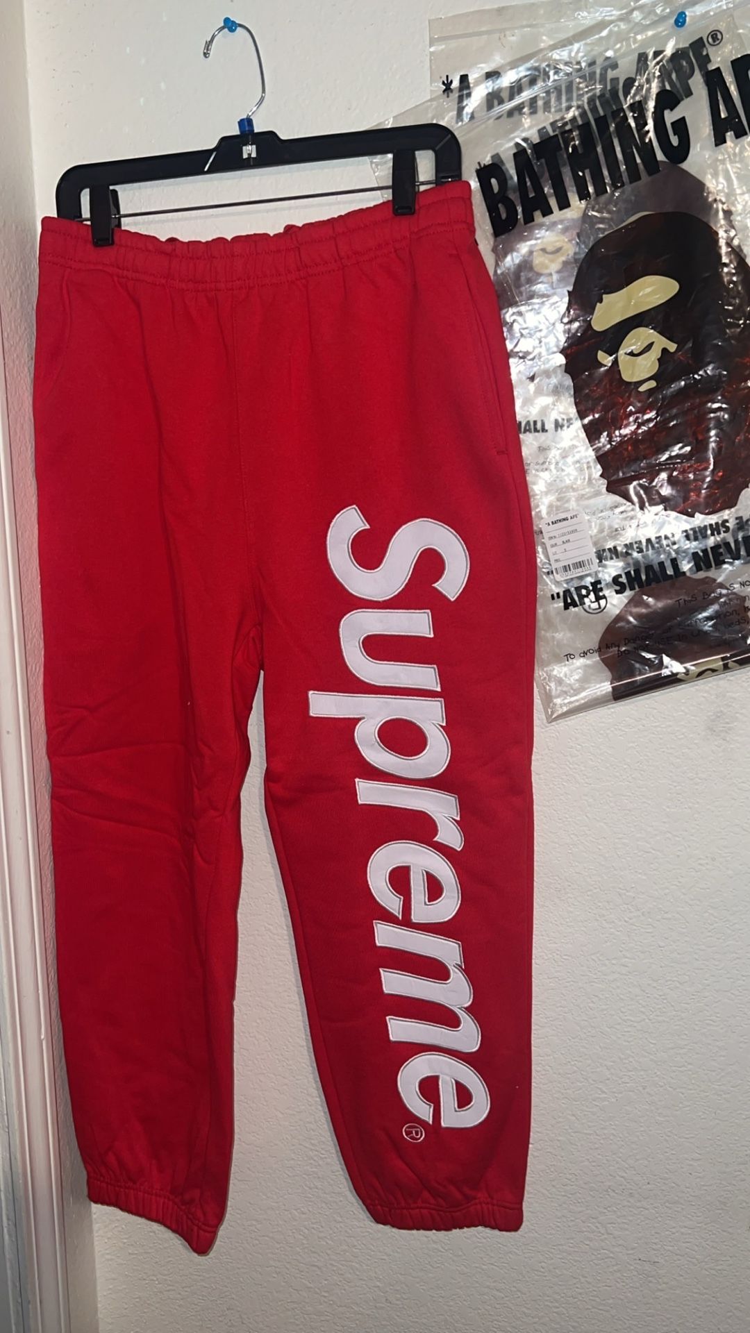 Red Supreme Sweatpants Size L