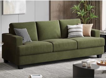 New 85 inches upholstered sofa green corduroy. Brand new condition assembled.