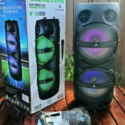 MaxPower Gametime Portable Rechargeable Bluetooth Karaoke Speaker with Mic and Remote MPD816 - Excellent Condition
