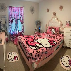 Pink and White Full Size Bedroom Set 