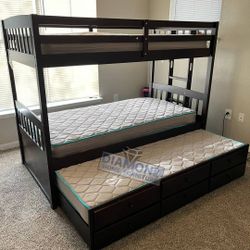 TWIN/ TWIN BUNK BED W/ TRUNDLE 🩷🩷🩷💙💙💙❤️❤️❤️