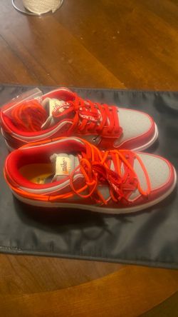 Nike low off white dunks university red