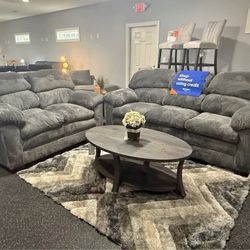 Sofa Set • Sofa Loveseat Living Room Set AVAILABLE IN CHOCOLATE & DARK GRAY!