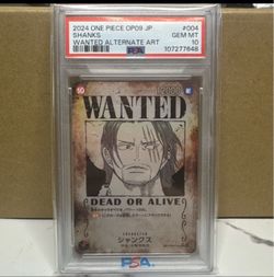 PSA 10 One Piece Shanks Wanted Alternate Art OP09