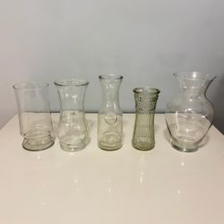 VERY NEW 9” Tall Clear Glass Vases (price is for one, see description)