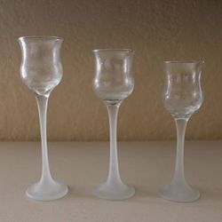 Vintage Partylite Iced Crystal Trio Frosted Stem Glass Candle Holders