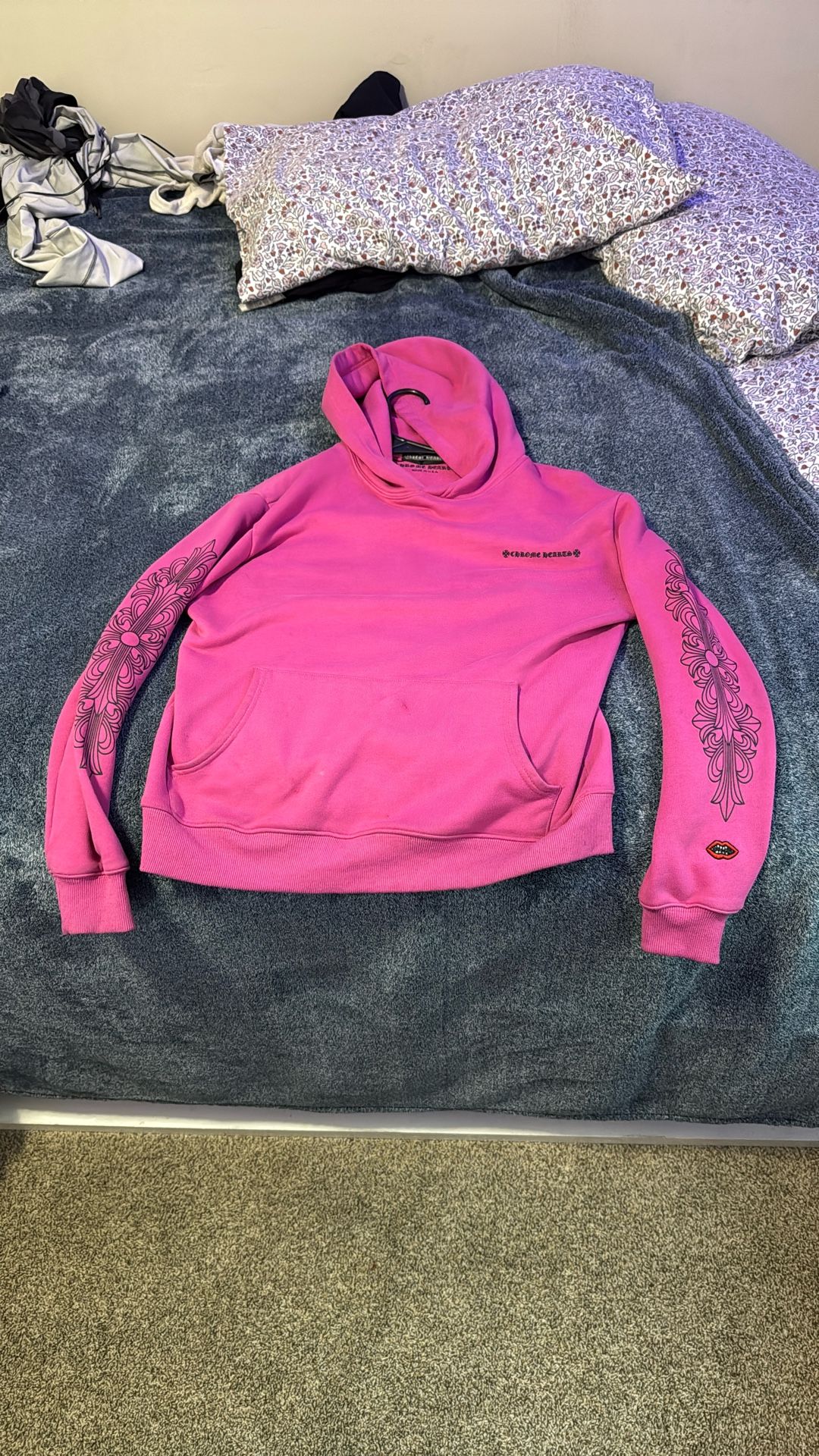 Chrome Heart Pink Hoodie Size Medium