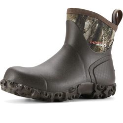 HISEA Men's Rubber Boots Ankle Rain Boots Waterproof Outdoor Mud Bootie for Lawn and Garden