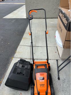 LawnMaster Electric Mower and Cordless Trimmer Combo with Battery and Charger
