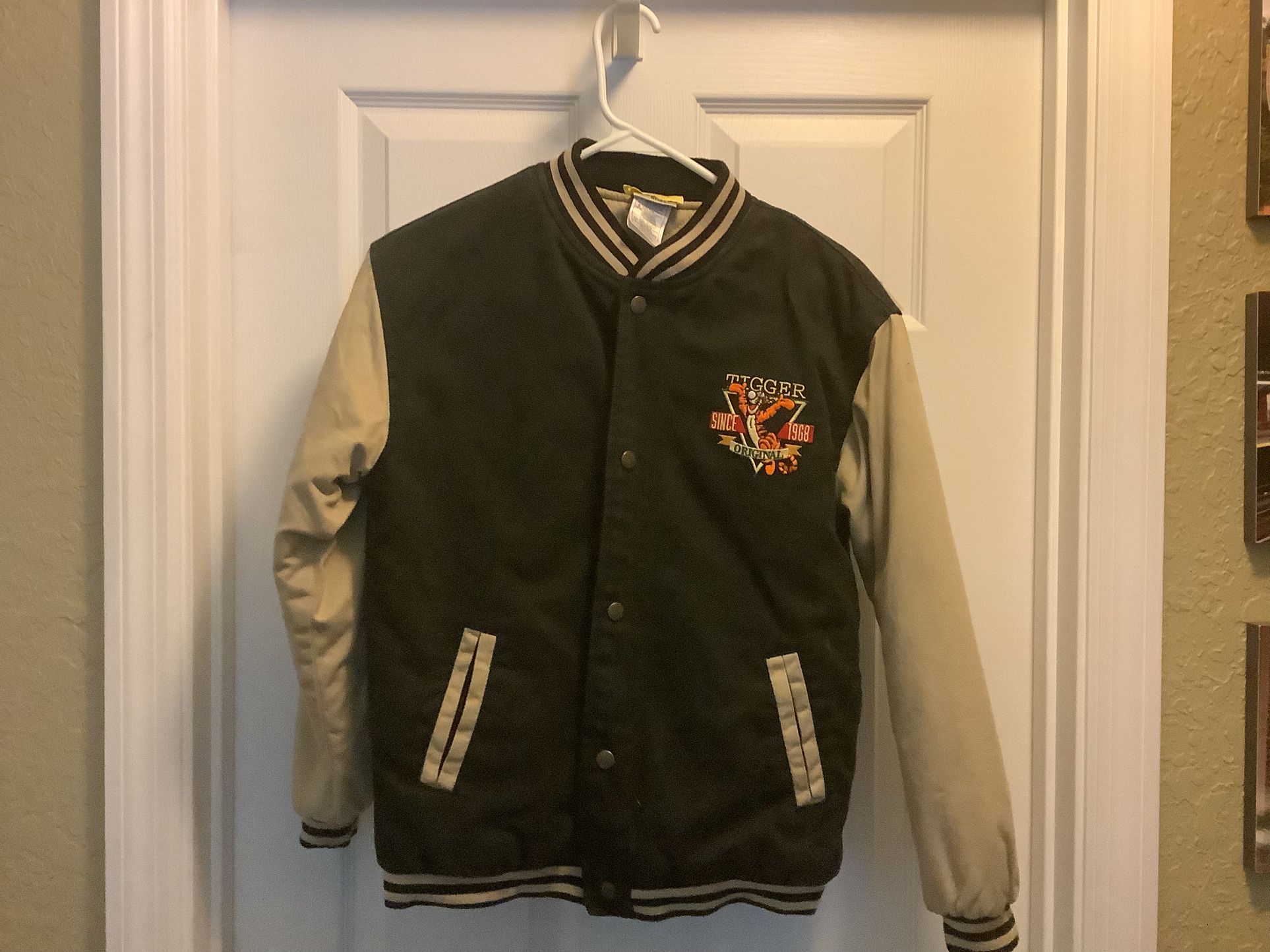 Vintage Disney Store Tiger Embroidered Letterman Bomber Jacket Kids Size 10/12