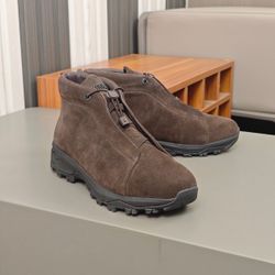 Zegna Suede Triple Stitch Vetta Brown Sneaker Boots Size 11