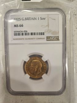 GOLD COIN 1925 Great Britain Gold Sovereign NGC MS66