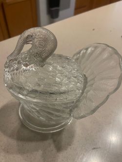 Clear Glass Turkey Candy Dish with Lid