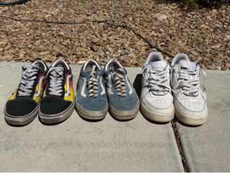af1’s, flame vans, blue pig suede vans