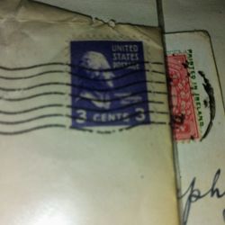 1938 Thomas Jefferson Violet 3 Cent Stamp Postmark 1949 From St.Francis Hotel