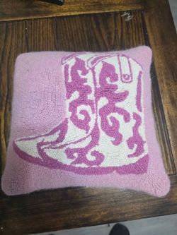 12" Pink Cowgirl Boot Decorative Throw Pillow