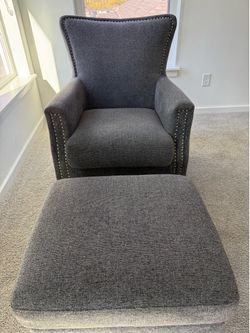 Fabric Chair with Ottoman