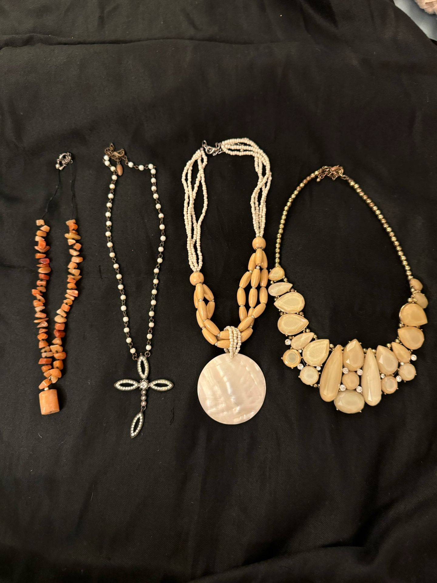 Mixed lot of 4 fashion jewelry necklaces-beads, gems, stones, different styles See photos for complete detail and description Mixed lot includes: 1