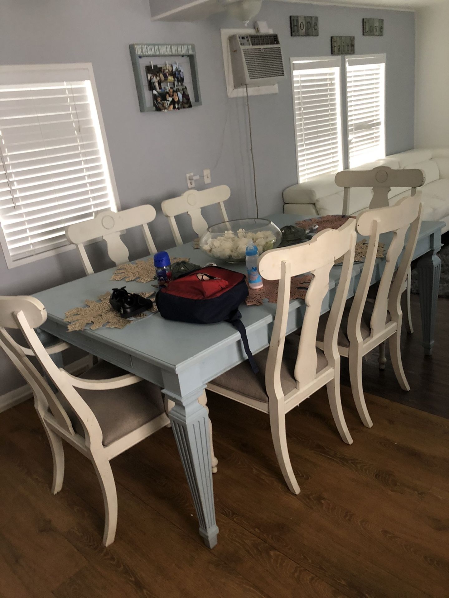 Antique wood table with 6 chairs