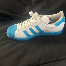Men 7 1/2 Turquoise And White Adidas