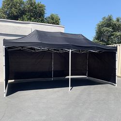 Brand New $205 Heavy-Duty Black 10x20 FT Canopy with (4 Sidewalls) Ez Pop Up Outdoor Party Tent w/ Carry Bag 