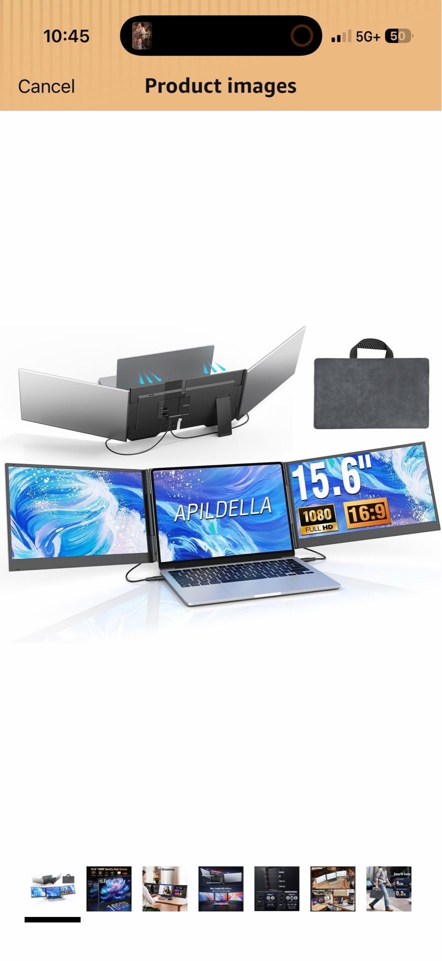 APILDELLA 15.6’’ Triple Laptop Screen Extender, 1080P FHD Portable Dual Monitor for Laptop USB C HDMI, Plug-Play Monitor Extender for Triple Display f