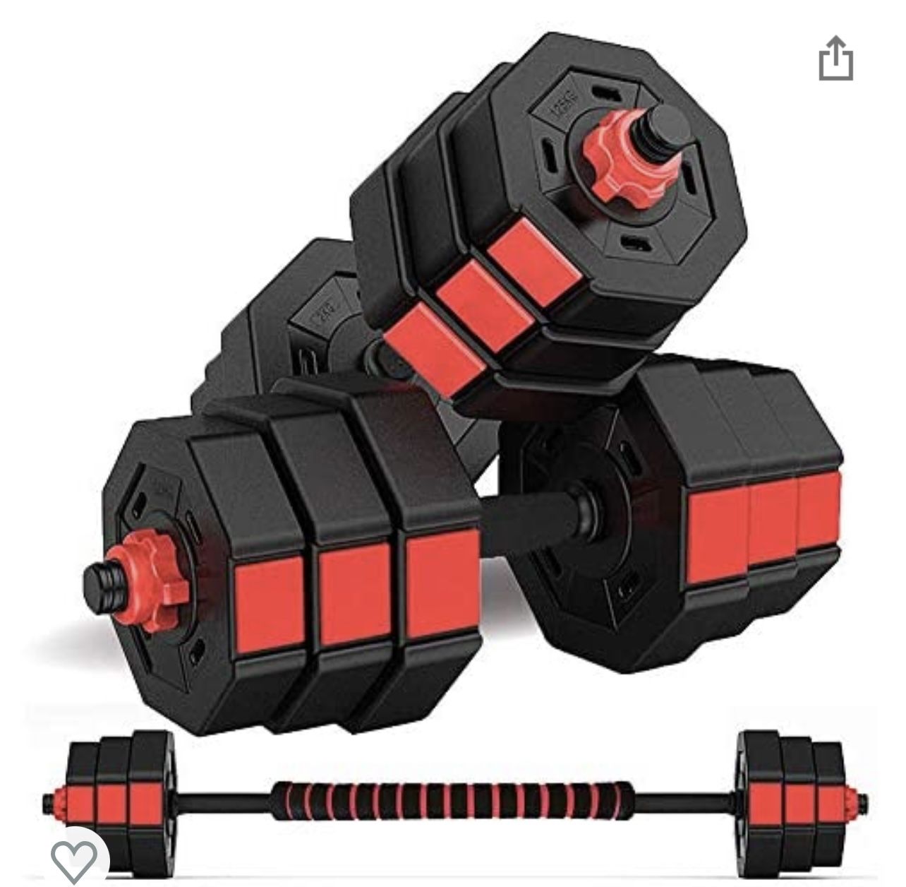 Dumbbells Set, Adjustable Weights 3-in-1 Set Barbell 44Lb/66Lb