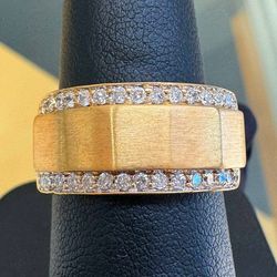 18k yellow gold 0.5CTW Natural Diamond Fashion Wedding Band Ring sz 7.5
