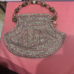 Fully beaded and lined Small purse, perfect for girl or small night bag Approx measurements 5" x 5