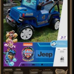 Power Wheels Ride-On Toy PAW Patrol Mighty Movie Jeep Wrangler. 