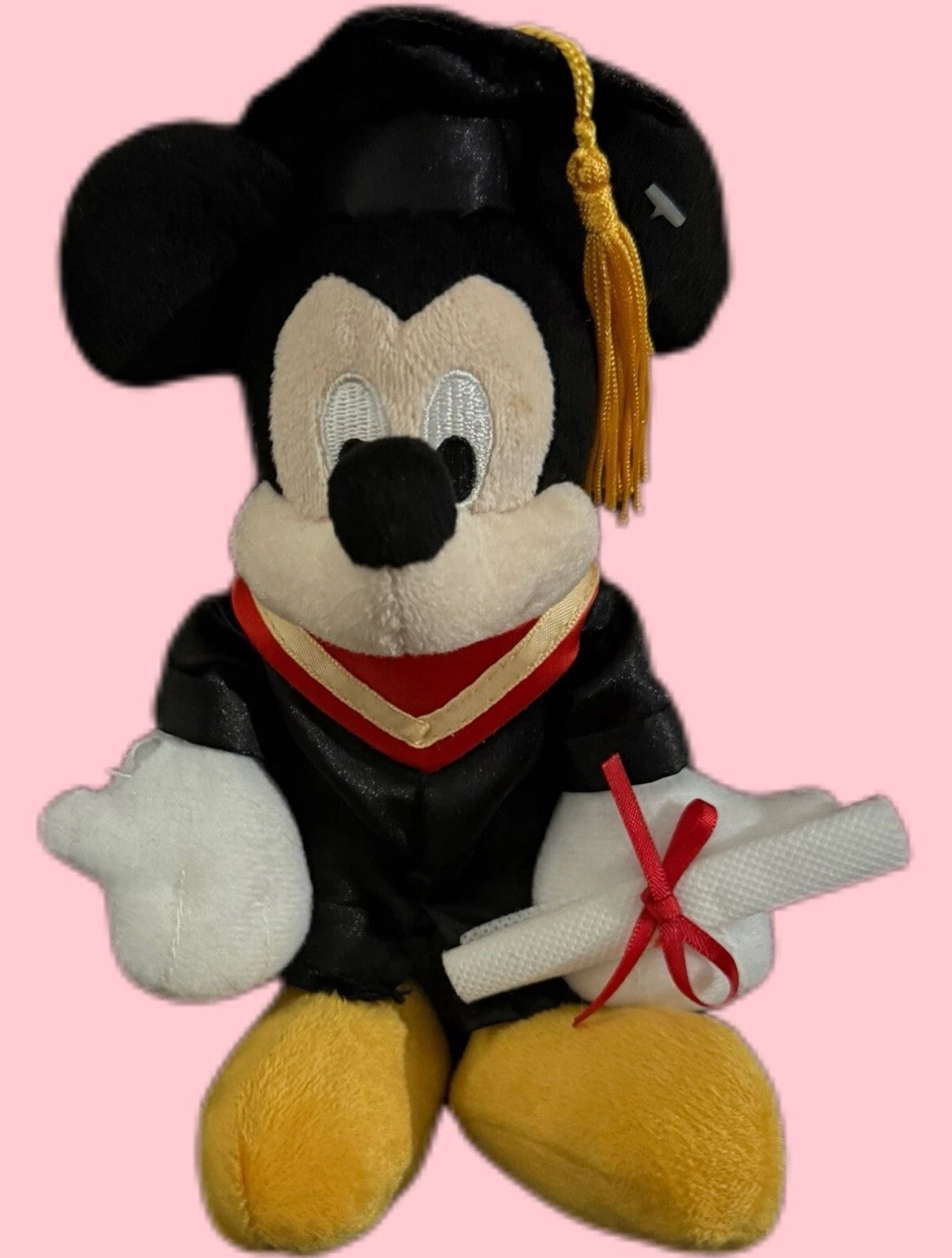 Disney Mickey Mouse Graduation Black Cap Gown Plush Toy Stuffed 90th Anniversary