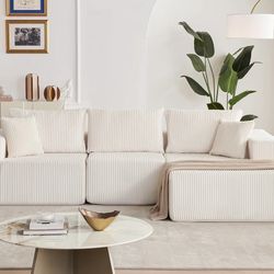 Corduroy White Sectional Cloud - Brand New In Box