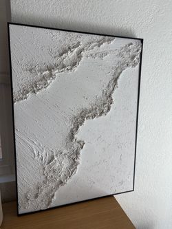 Modern White Textured Abstract Wall Art – Black Frame – 24” x 32”