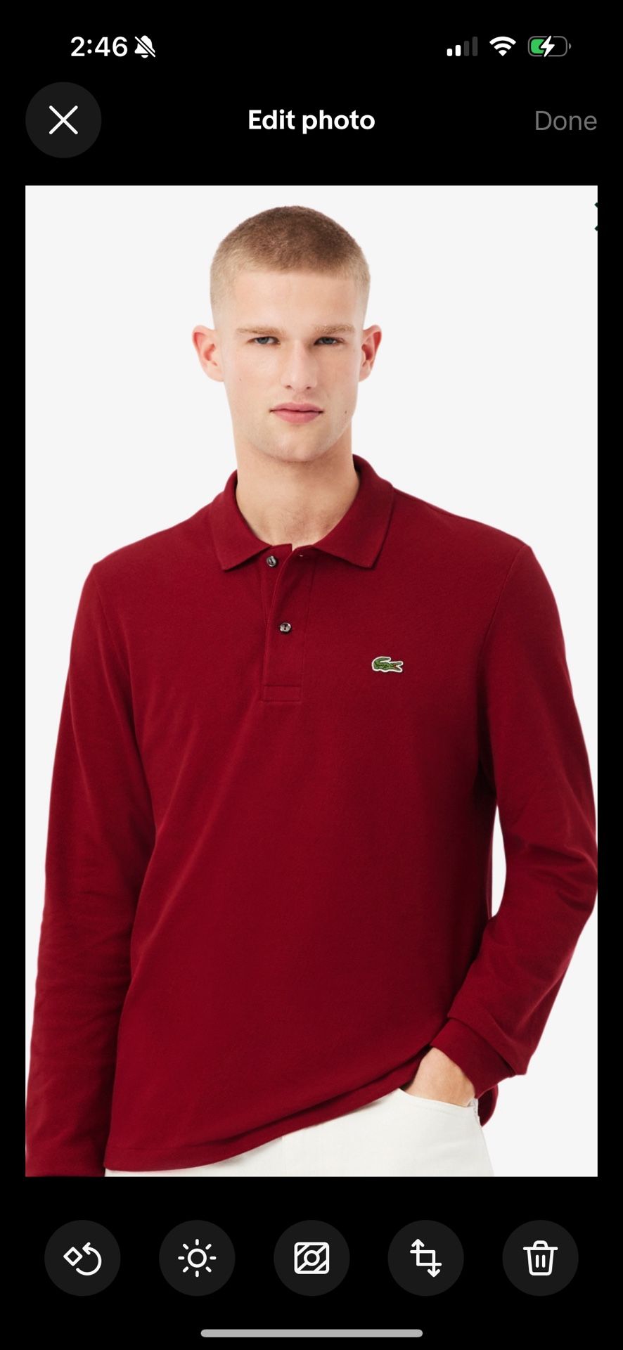 MENS LACOSTE LONG SLEEVE CLASSIC FIT COTTON POLO GOLF SHIRT Large 6 $125msrp