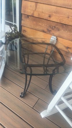glass and wrought iron side table