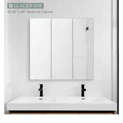 Top Rated Glacier Bay 36 in. W x 30 in. H Rectangular Medicine Cabinet with Mirror in White with Adjustable Shelves
