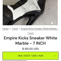 Hella Heels Empire Kicks Sneaker White Marble - 7 INCH Size 6