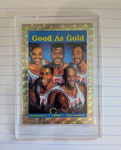 1992 Summer Olympics good as gold collectible trading card featuring the member of the United States Olympic basketball team.