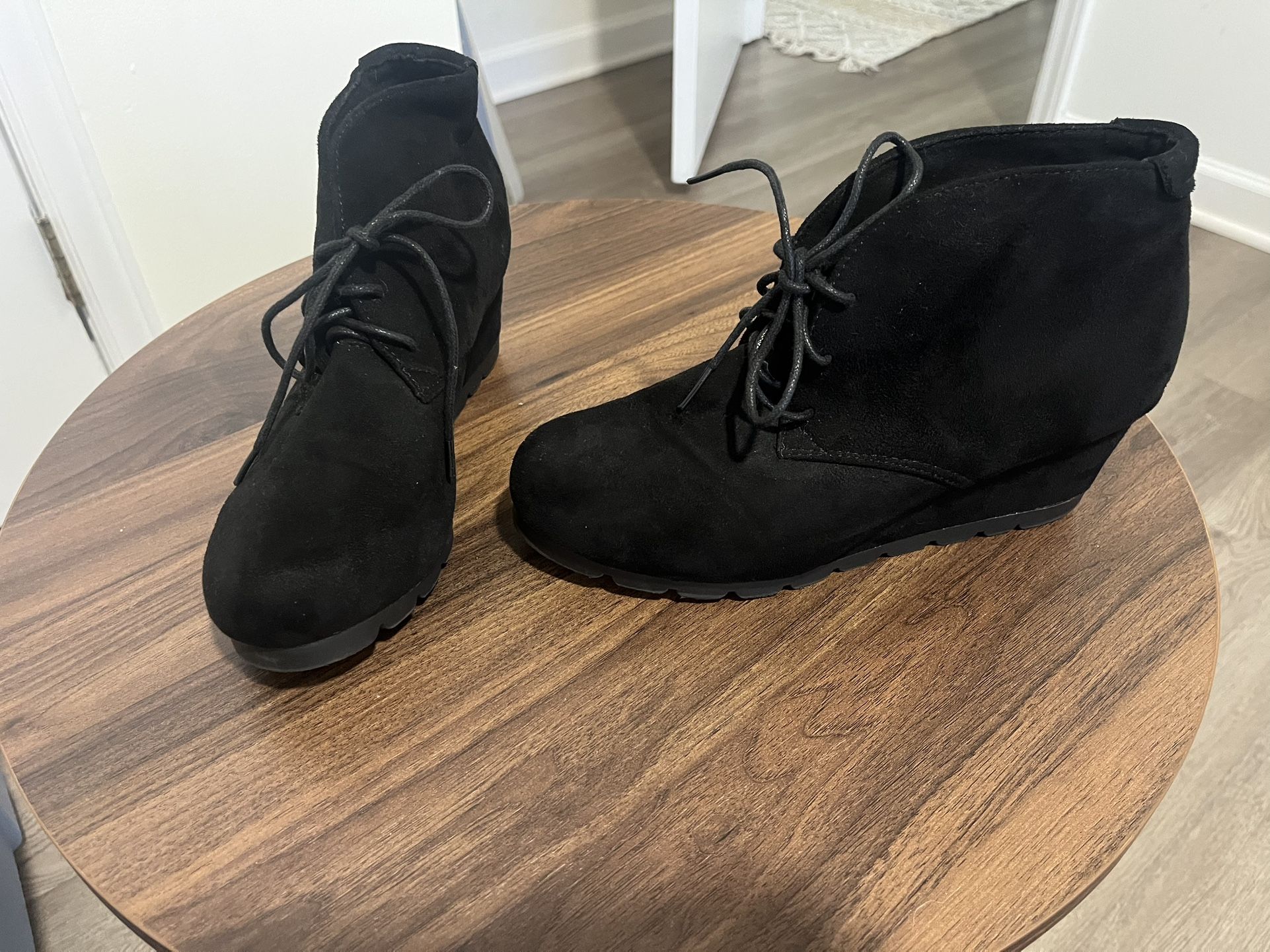 Black Wedge Booties Size 8.5