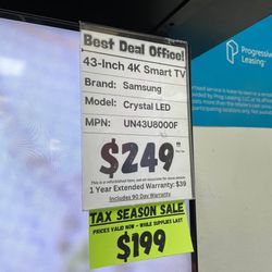 Samsung 4K Smart TV UN43U8000F SKU5723