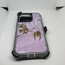 For iPhone 13 Pro Pink Camouflage Belt Clíp Case 