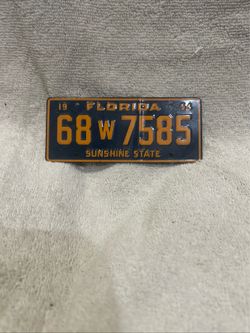 Vintage Wheaties 1954 Cereal Premium Promo Tin Mini License Plate Florida 68W758